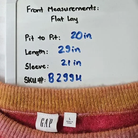 Gap Sweater L Multicolor Striped‎ Wool Blend Pullover Tunic Long Sleeve Preppy - Picture 3 of 12